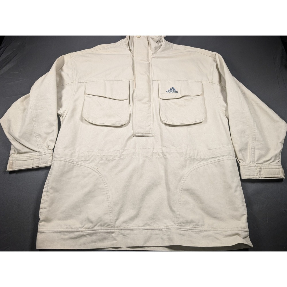 Vintage Adidas Equipment Anorak Jacket Mens S Beige Cotton Pullover AZF001